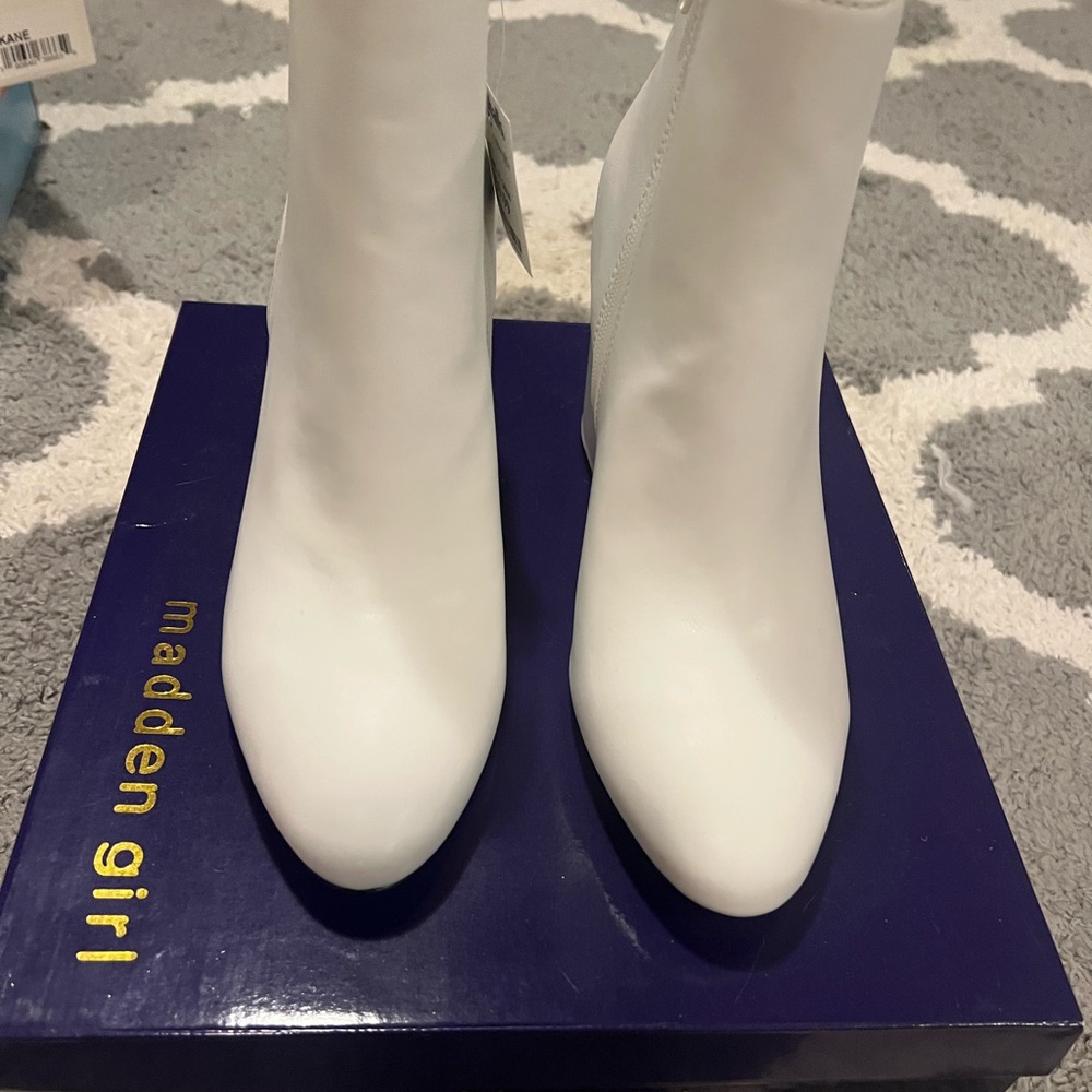 Madden Girl Sleek White Heeled Boots